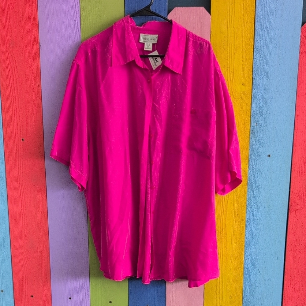 Vintage Pink Button Down Silk Shirt